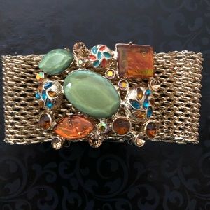 Multi-colored stone gold bracelet